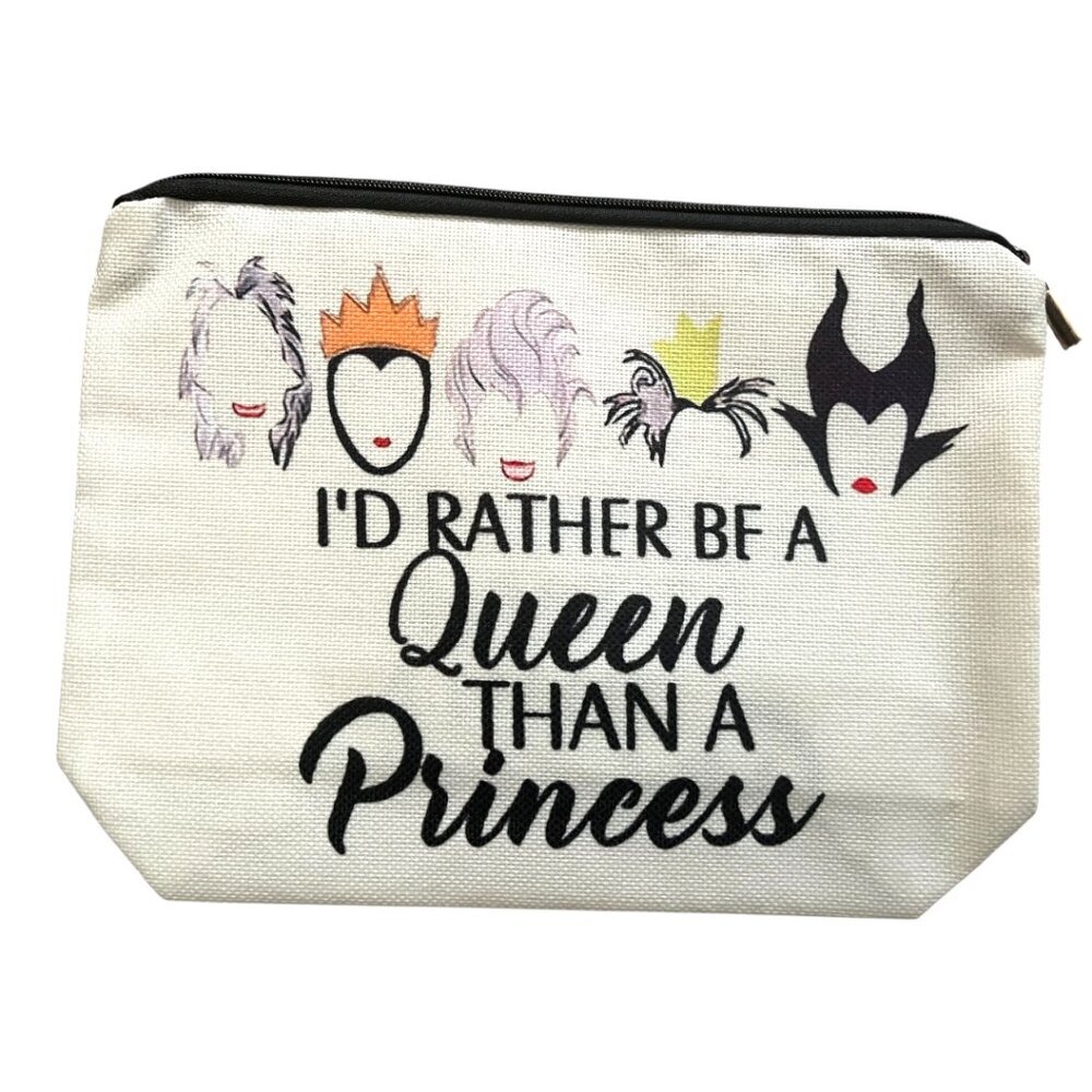 Disney Villians "I'd Rather be a Queen than a Princess" Travel Cosmetic Bag -NEW